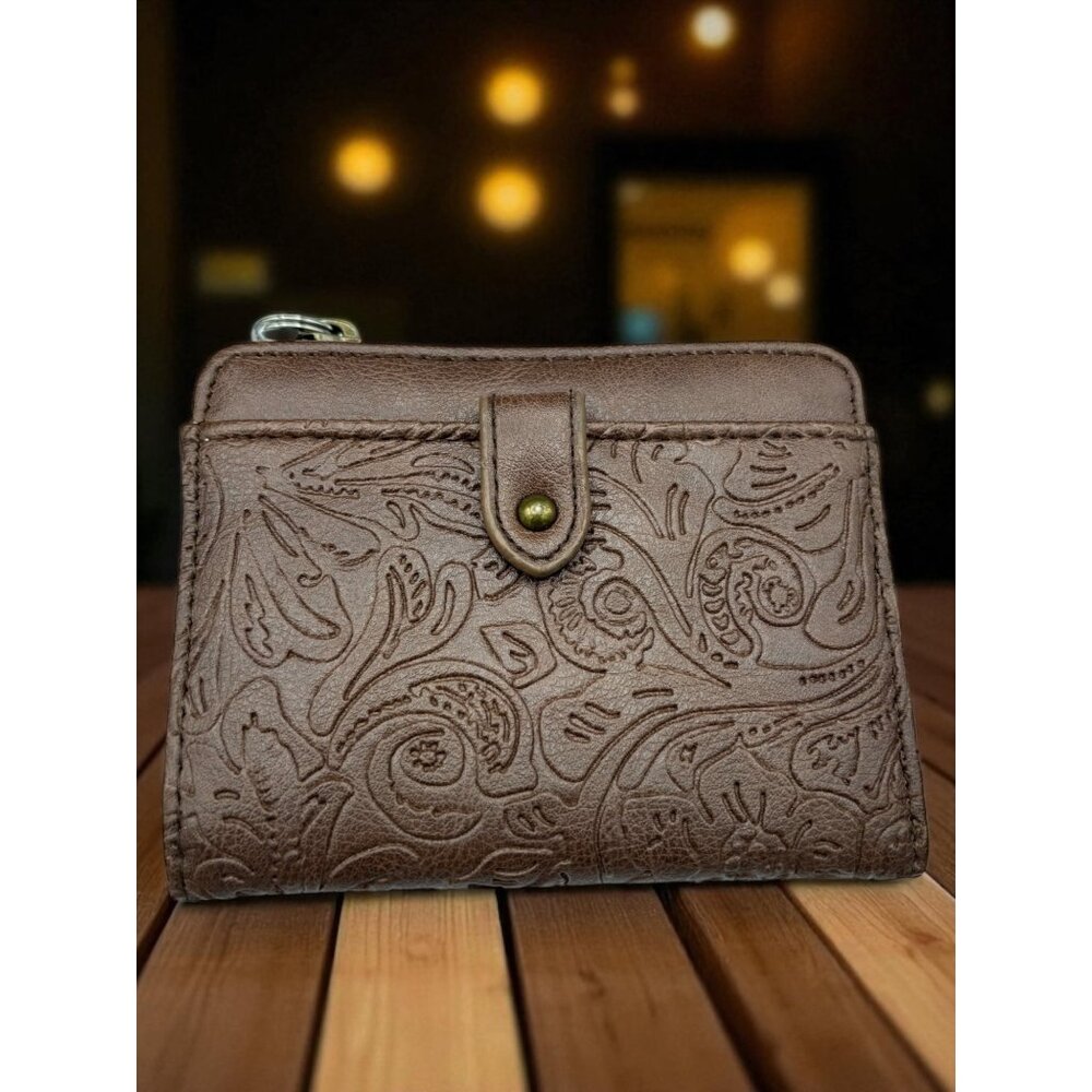 Vintage Time and Tru Women's Julila Mini Wallet Embossed Floral CC Holder Coin